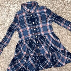 Polo Ralph Lauren GIRLS Plaid Cotton Dress Blue Siz 4T Fit and Flare Shirt Dress